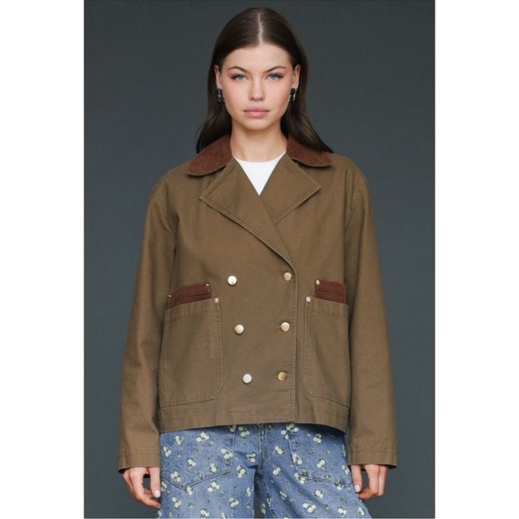 Avec Les Filles Jackets & Blazers - NWT‎ Anthropologie Avec Les Filles Cotton Twill Heritage Chore Coat in Thyme S